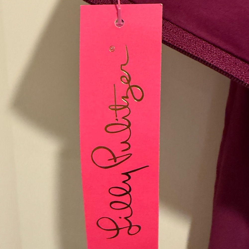 Lilly Pulitzer NWT Size 0 Amazing Burgundy Strapless Wide Leg Pant Jumpsuit - Picture 10 of 15